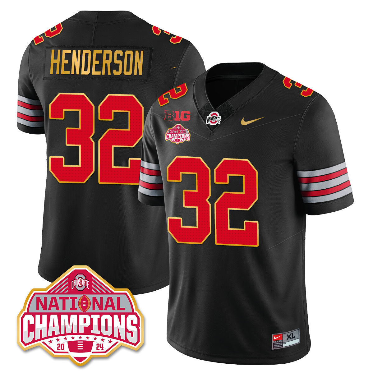 Ohio State Buckeyes 'Heritage Stripe' 2025 CFP Patch - National Champions Jersey - All Stitched