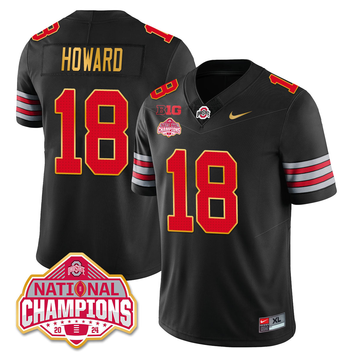 Ohio State Buckeyes 'Heritage Stripe' 2025 CFP Patch - National Champions Jersey - All Stitched