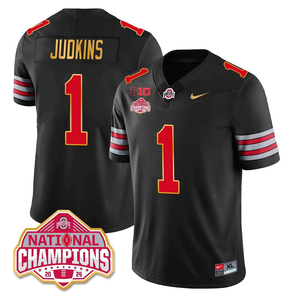 Ohio State Buckeyes 'Heritage Stripe' 2025 CFP Patch - National Champions Jersey - All Stitched