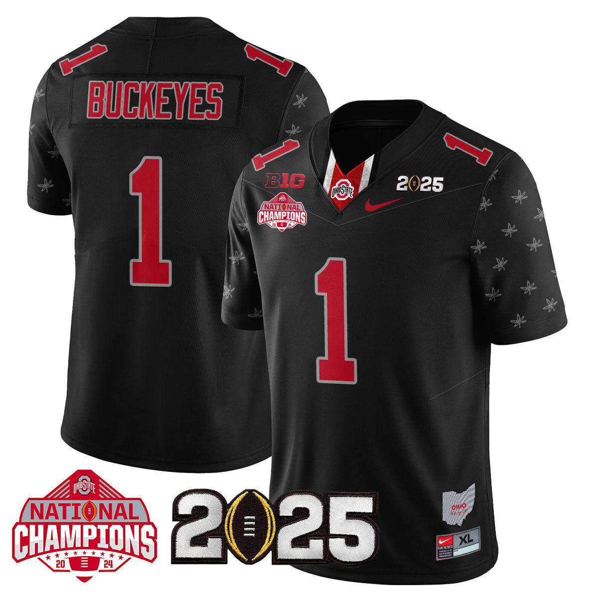 Ohio State Buckeyes 'Heritage Stripe' 2025 CFP Patch - National Champions Jersey - All Stitched