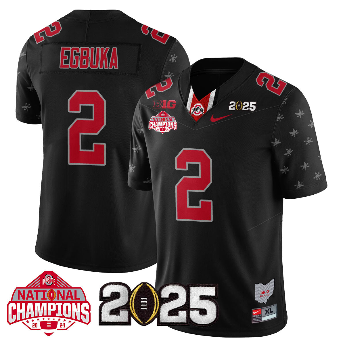 Ohio State Buckeyes 'Heritage Stripe' 2025 CFP Patch - National Champions Jersey - All Stitched
