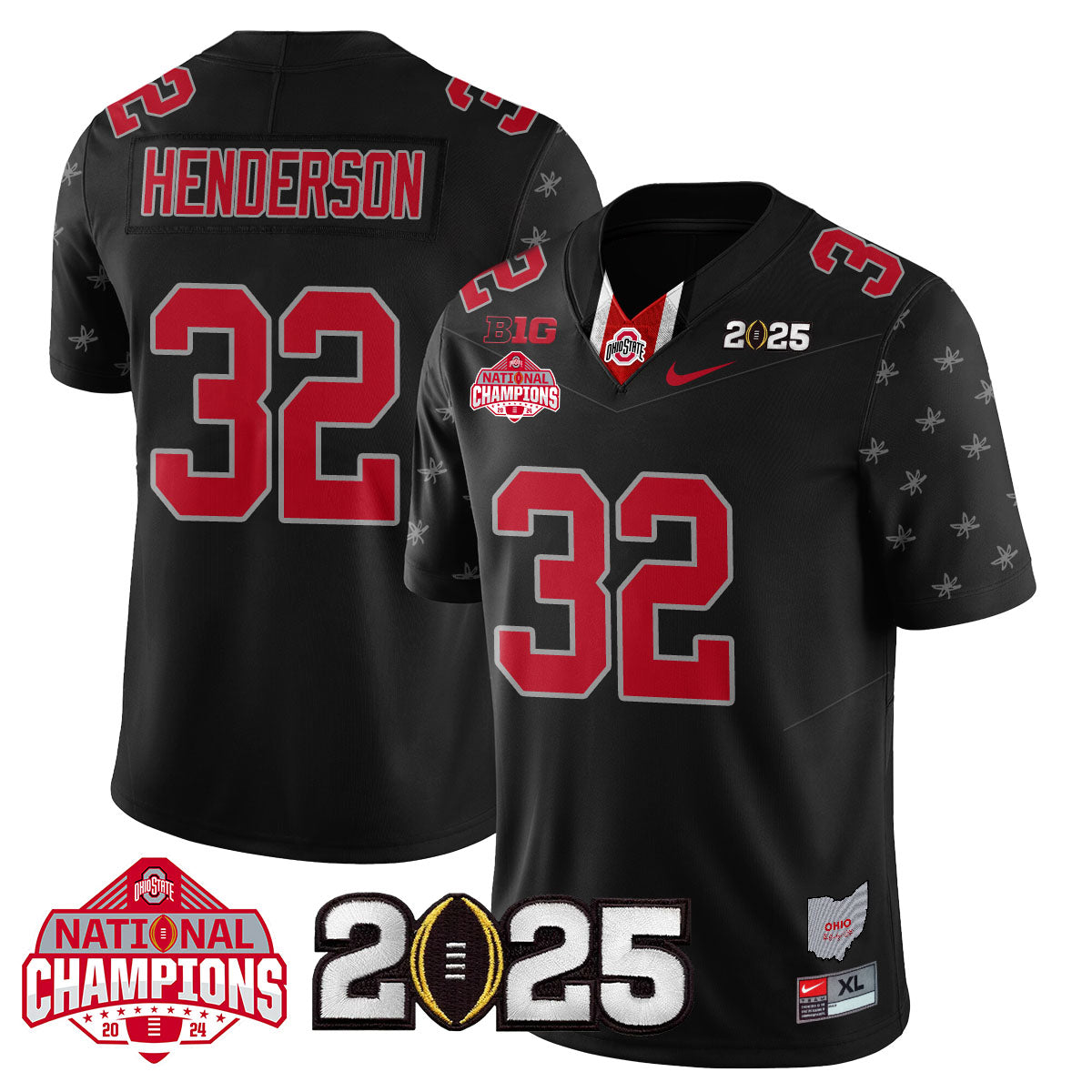 Ohio State Buckeyes 'Heritage Stripe' 2025 CFP Patch - National Champions Jersey - All Stitched
