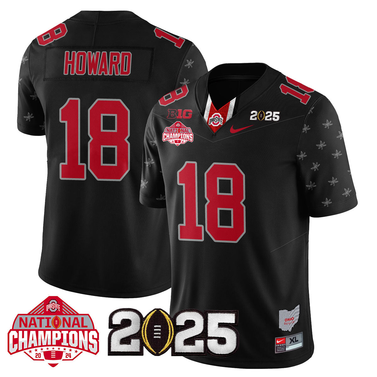 Ohio State Buckeyes 'Heritage Stripe' 2025 CFP Patch - National Champions Jersey - All Stitched