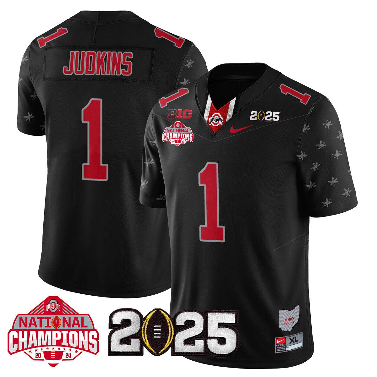 Ohio State Buckeyes 'Heritage Stripe' 2025 CFP Patch - National Champions Jersey - All Stitched