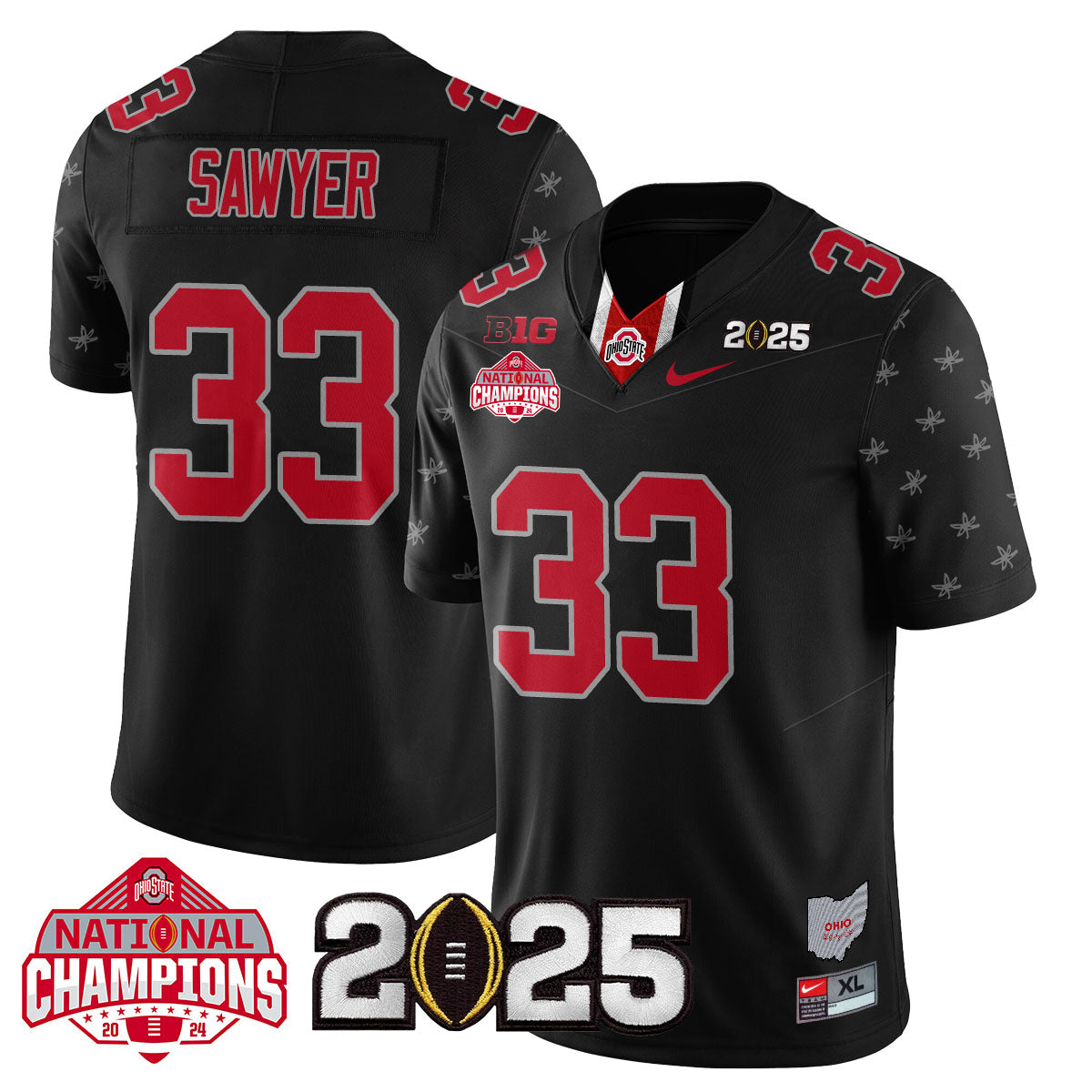 Ohio State Buckeyes 'Heritage Stripe' 2025 CFP Patch - National Champions Jersey - All Stitched