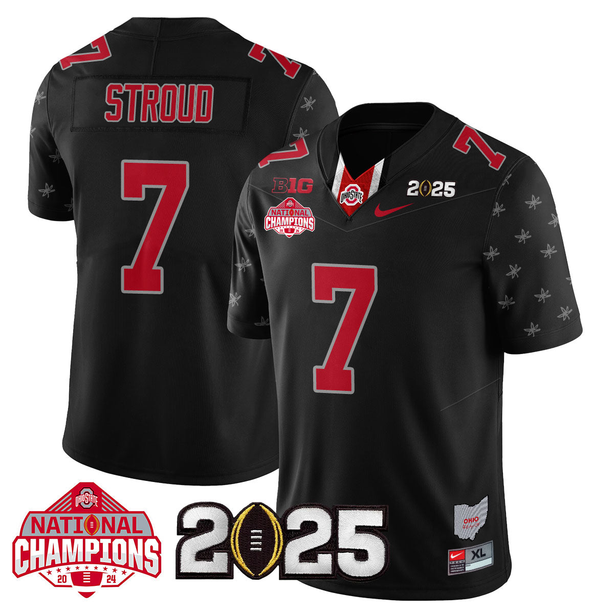 Ohio State Buckeyes 'Heritage Stripe' 2025 CFP Patch - National Champions Jersey - All Stitched