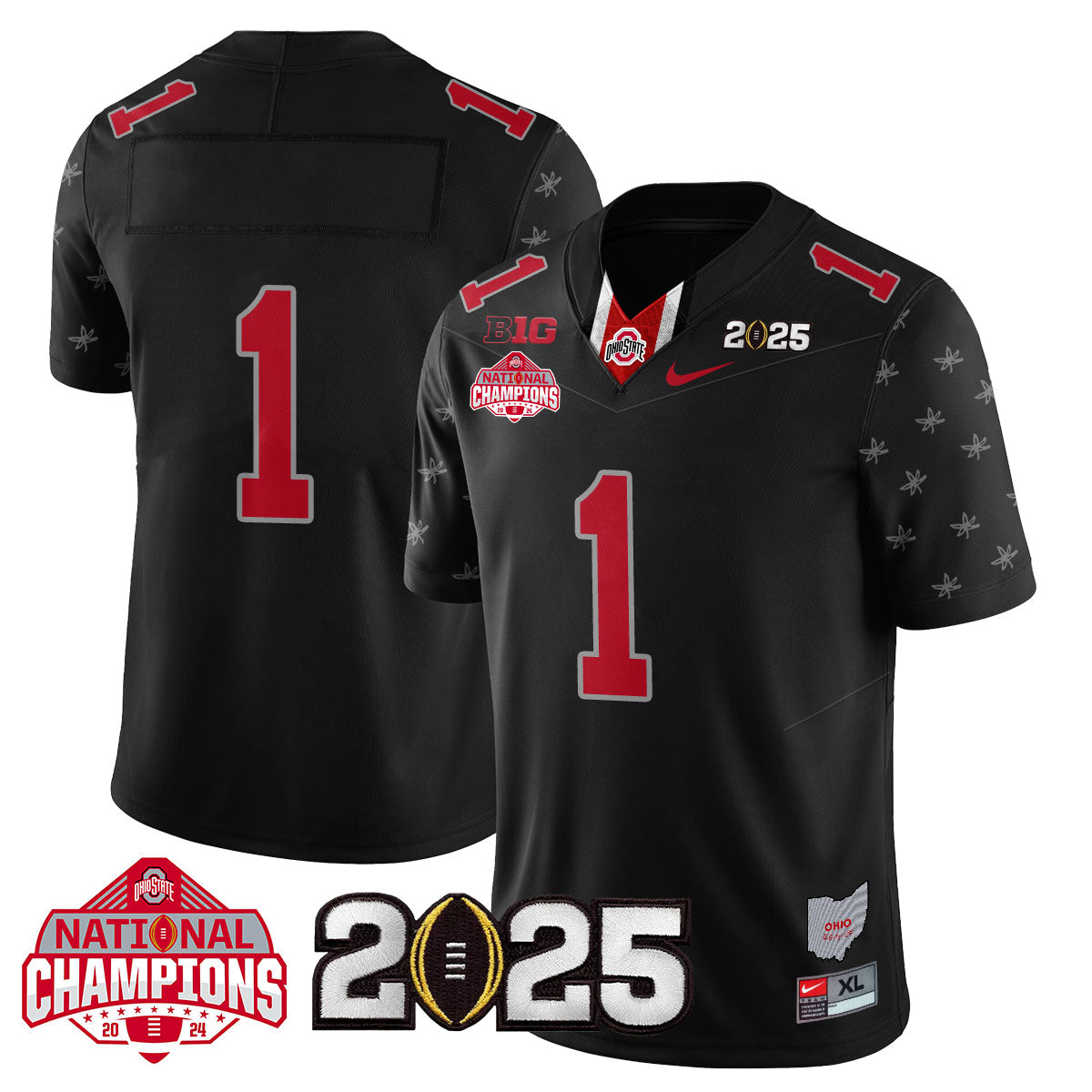 Ohio State Buckeyes 'Heritage Stripe' 2025 CFP Patch - National Champions Jersey - All Stitched
