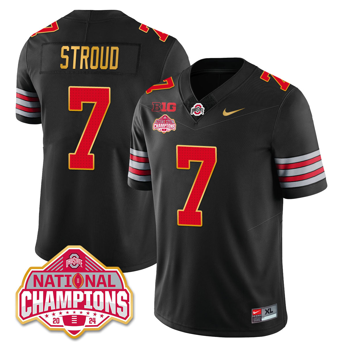 Ohio State Buckeyes 'Heritage Stripe' 2025 CFP Patch - National Champions Jersey - All Stitched