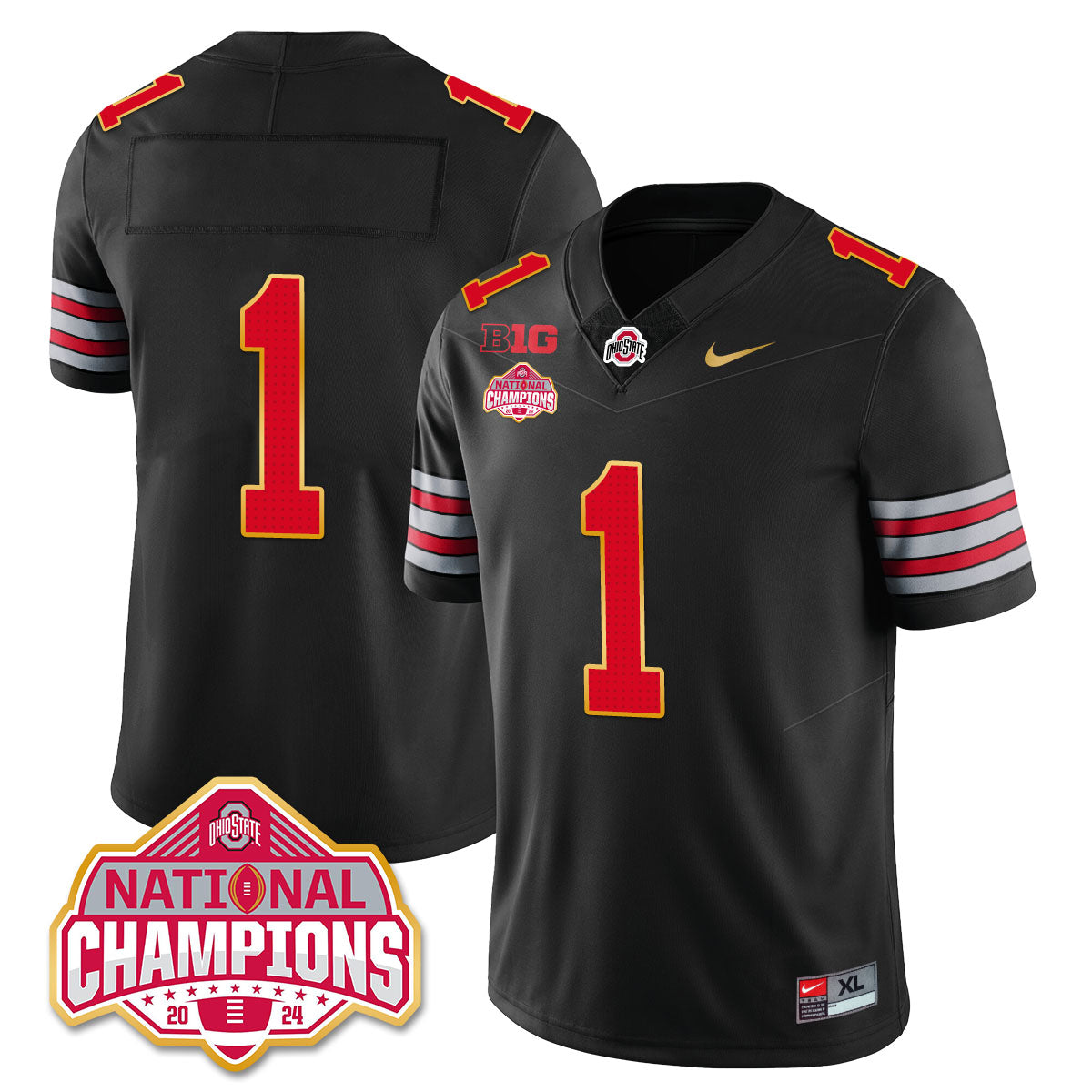 Ohio State Buckeyes 'Heritage Stripe' 2025 CFP Patch - National Champions Jersey - All Stitched