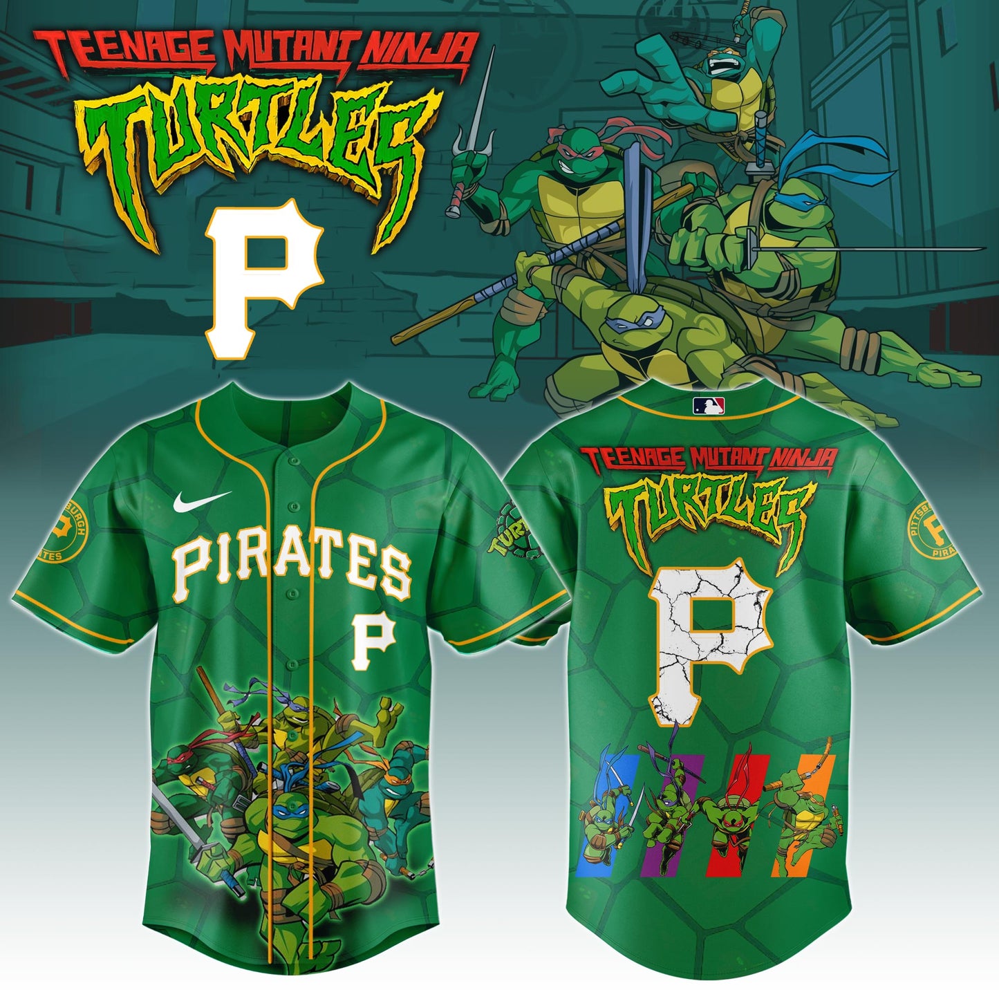 .         Pittsburgh Pirates x Ninja Turtles Night Game Limited Edition Jersey 2025