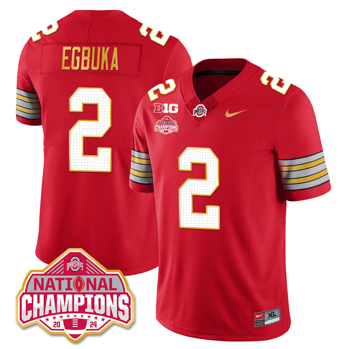 Ohio State Buckeyes 'Heritage Stripe' 2025 CFP Patch - National Champions Jersey - All Stitched
