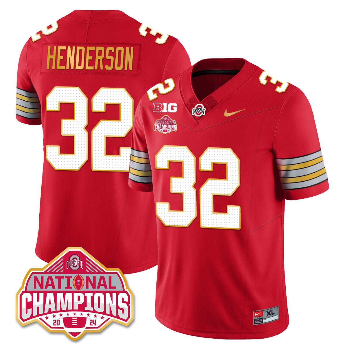 Ohio State Buckeyes 'Heritage Stripe' 2025 CFP Patch - National Champions Jersey - All Stitched