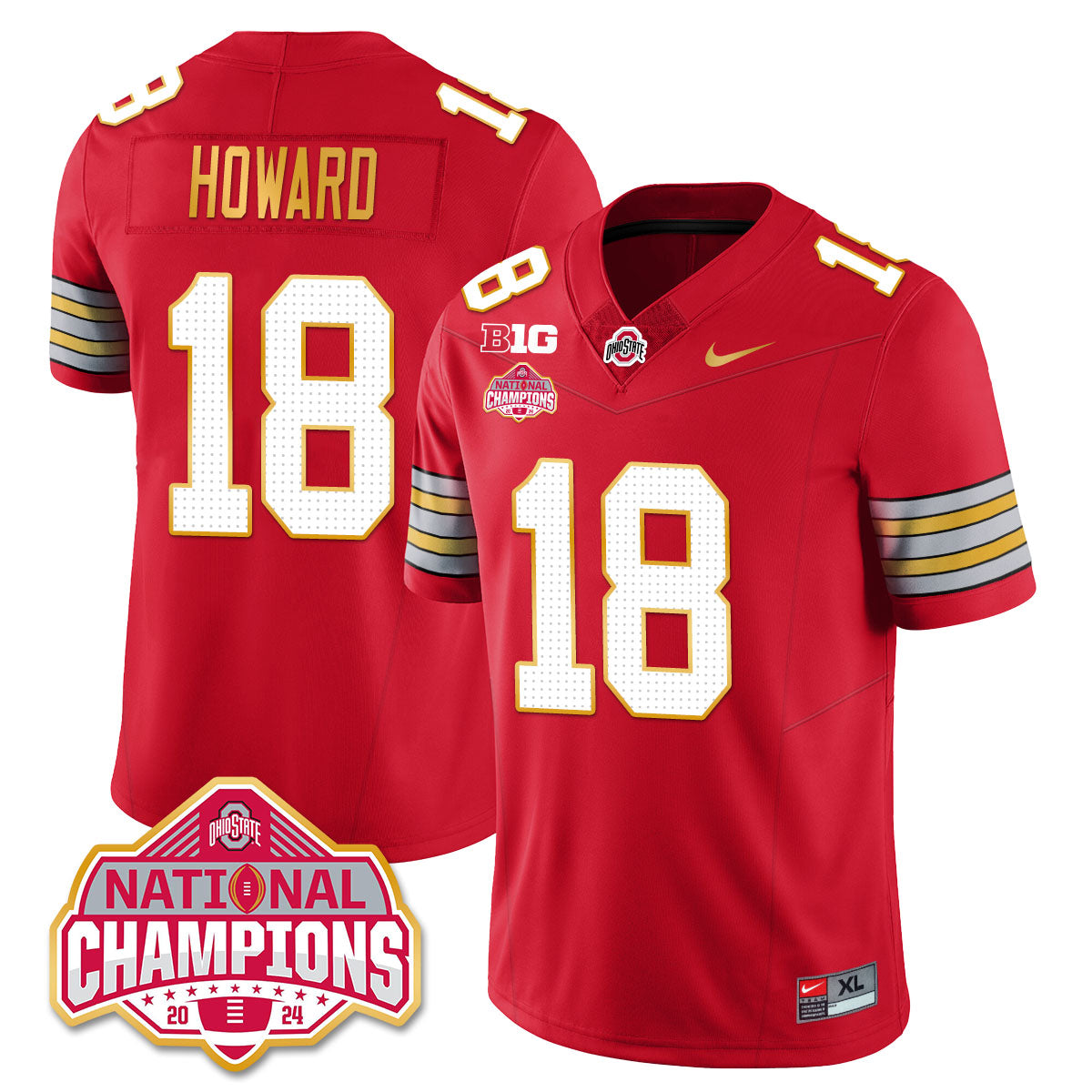 Ohio State Buckeyes 'Heritage Stripe' 2025 CFP Patch - National Champions Jersey - All Stitched