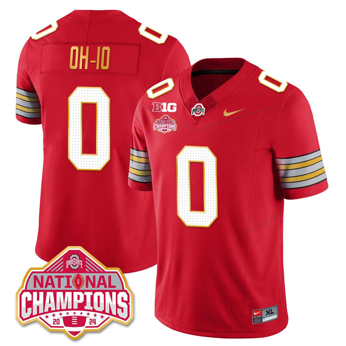 Ohio State Buckeyes 'Heritage Stripe' 2025 CFP Patch - National Champions Jersey - All Stitched