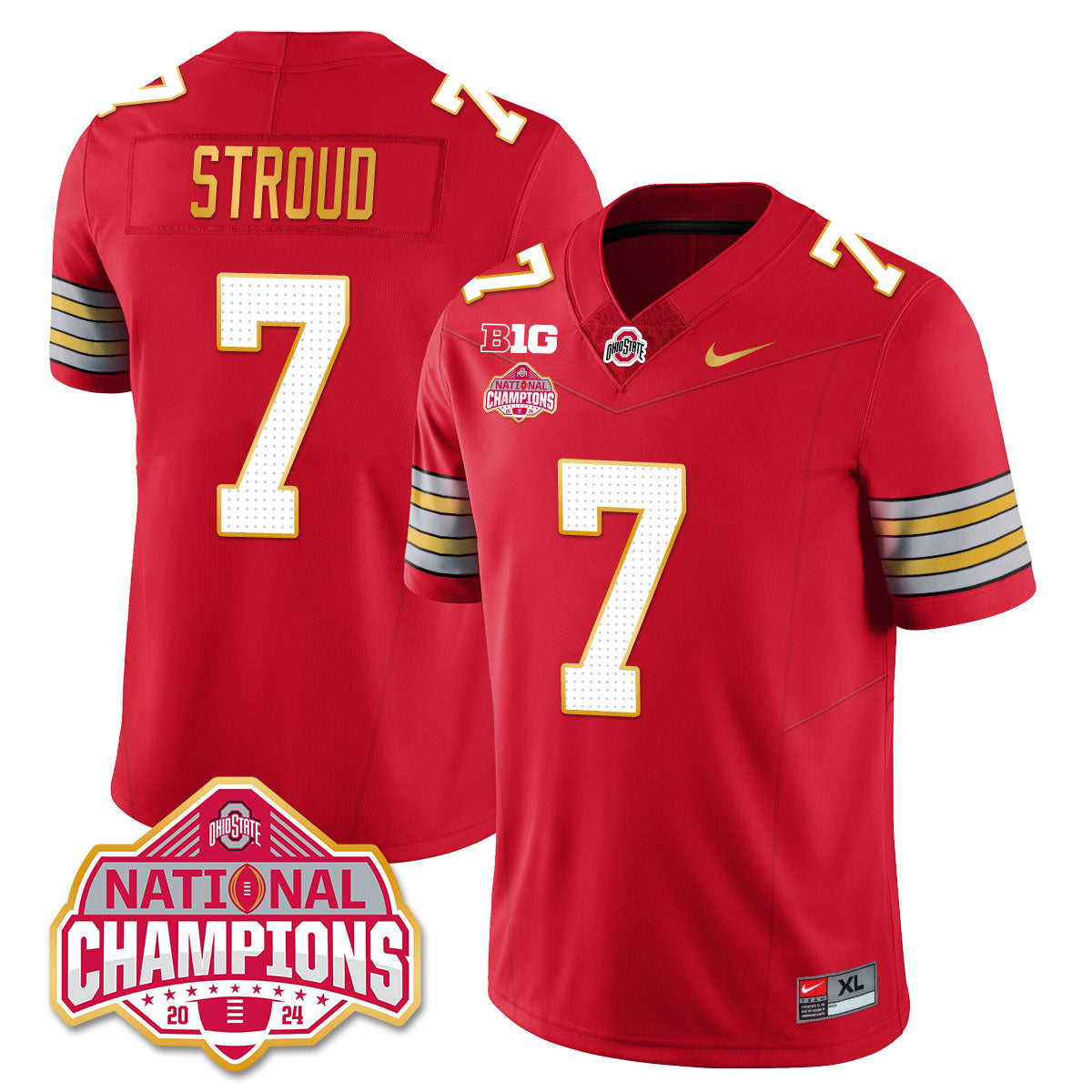 Ohio State Buckeyes 'Heritage Stripe' 2025 CFP Patch - National Champions Jersey - All Stitched