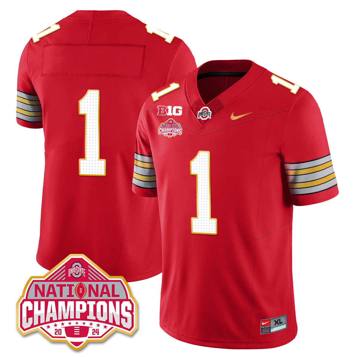 Ohio State Buckeyes 'Heritage Stripe' 2025 CFP Patch - National Champions Jersey - All Stitched