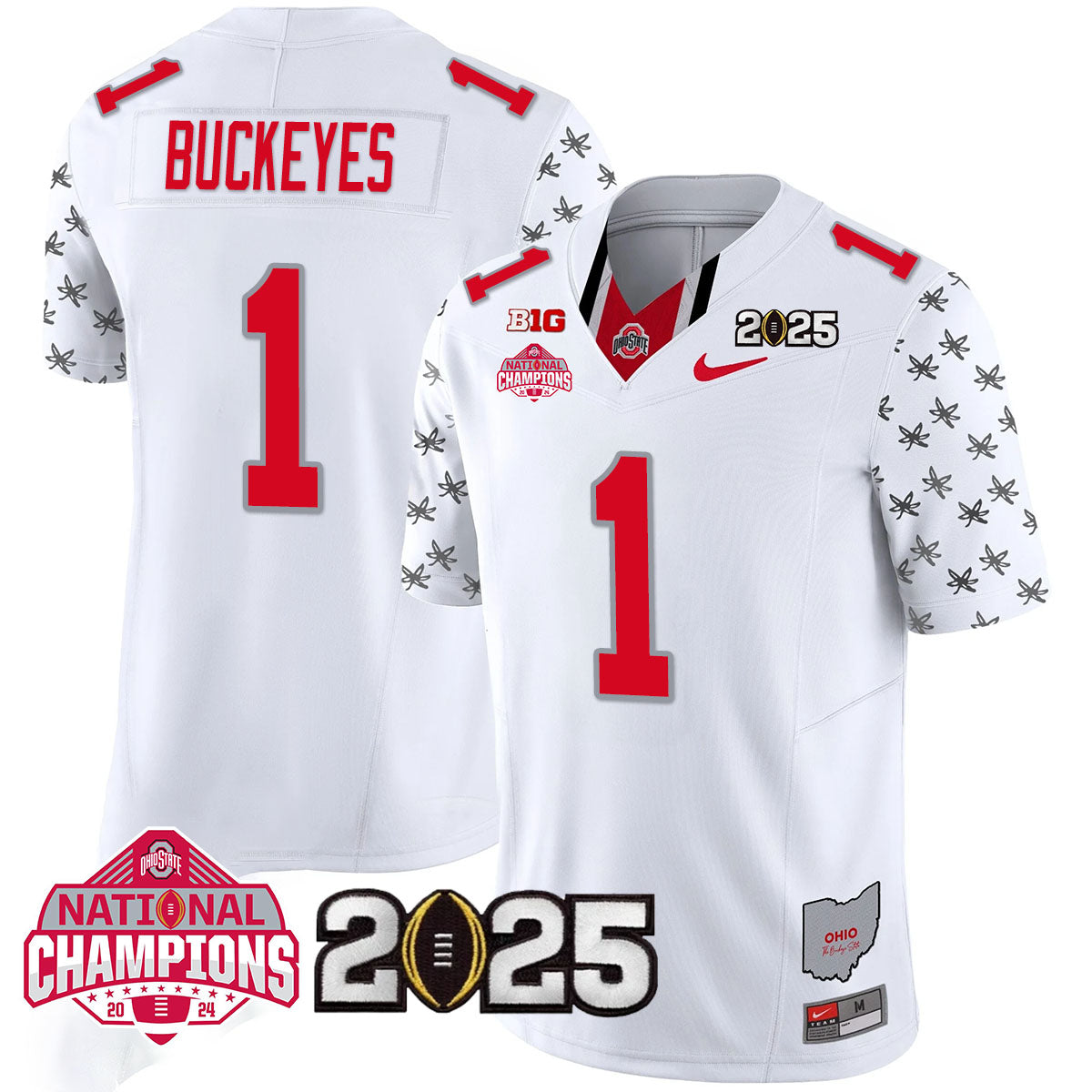 Ohio State Buckeyes 'Heritage Stripe' 2025 CFP Patch - National Champions Jersey - All Stitched
