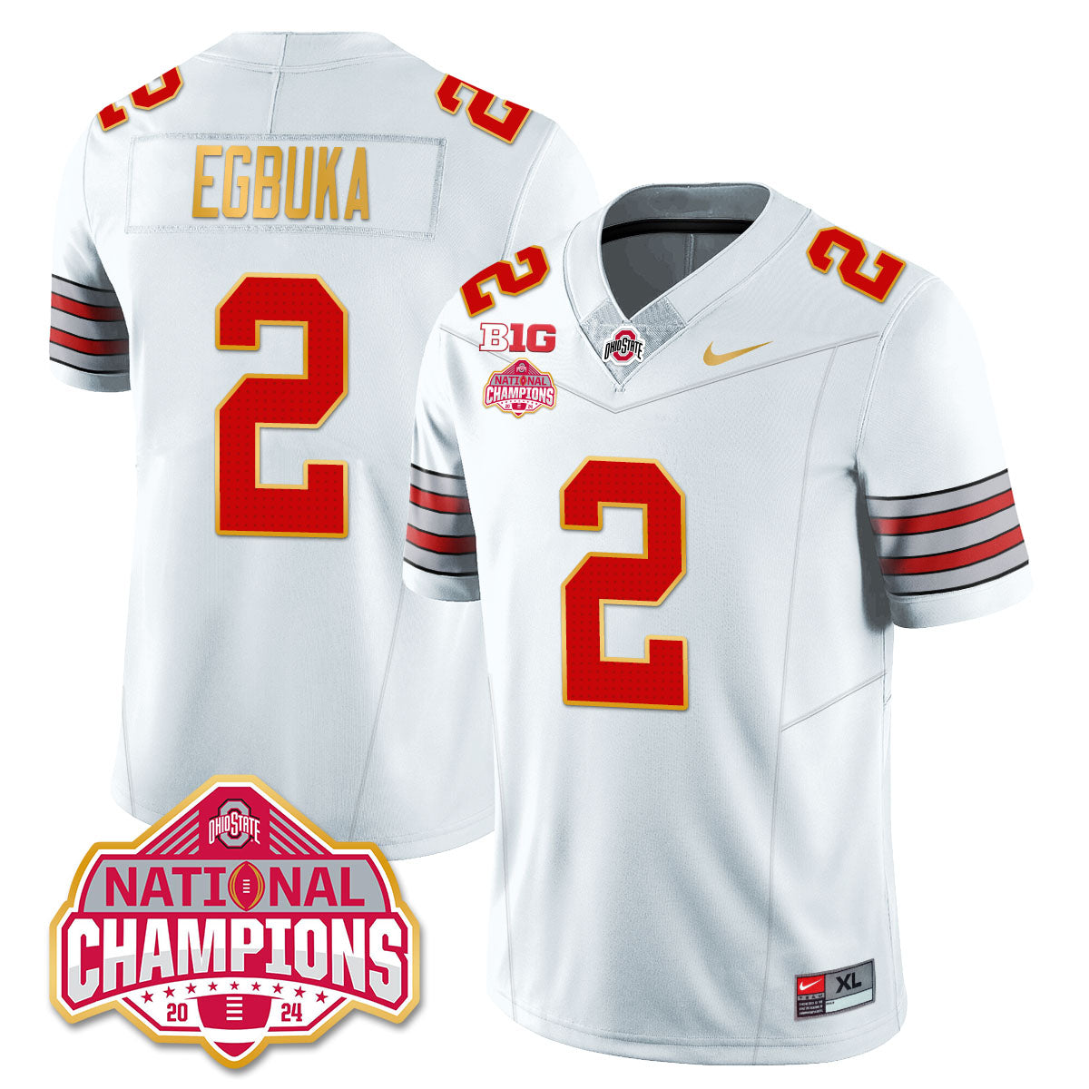 Ohio State Buckeyes 'Heritage Stripe' 2025 CFP Patch - National Champions Jersey - All Stitched