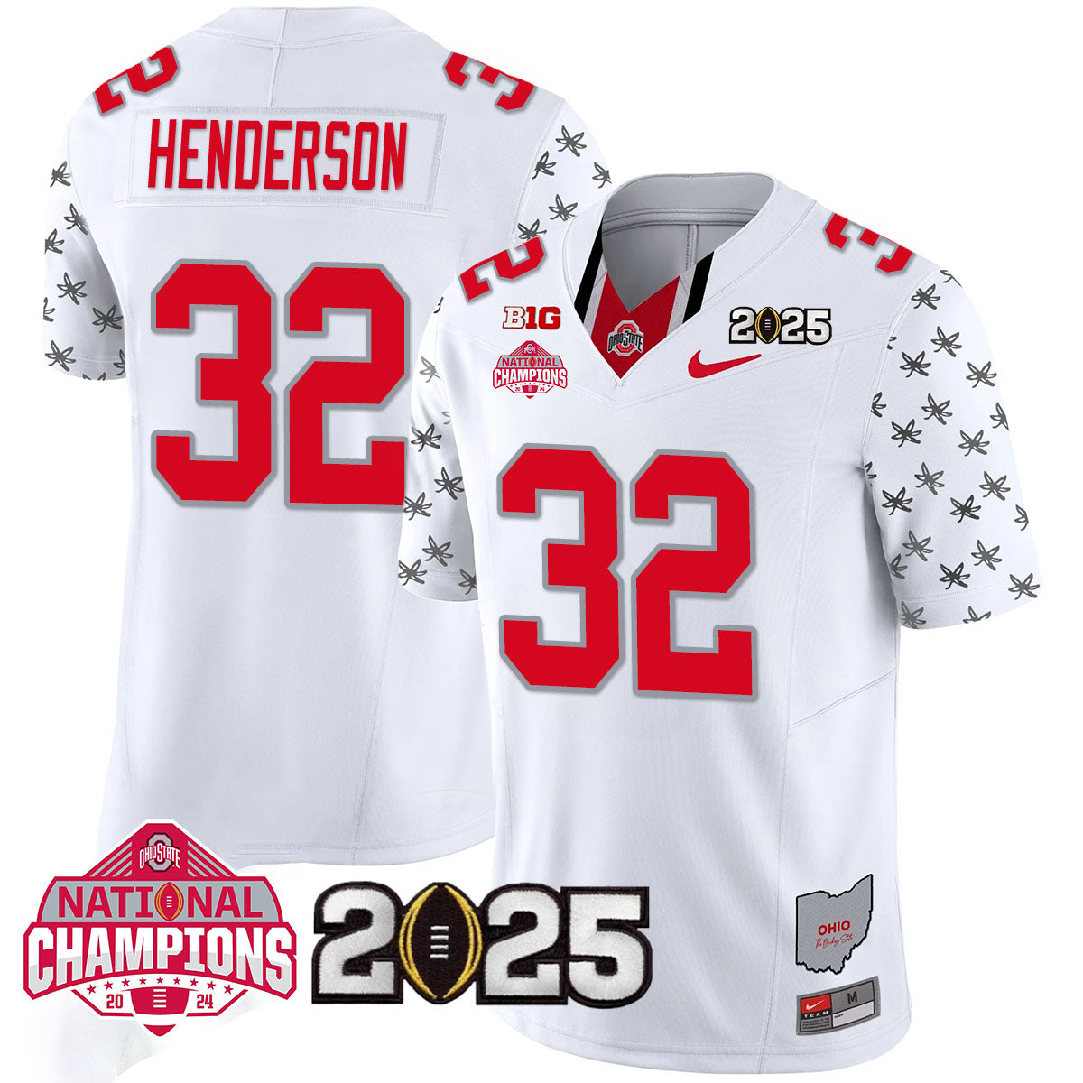 Ohio State Buckeyes 'Heritage Stripe' 2025 CFP Patch - National Champions Jersey - All Stitched