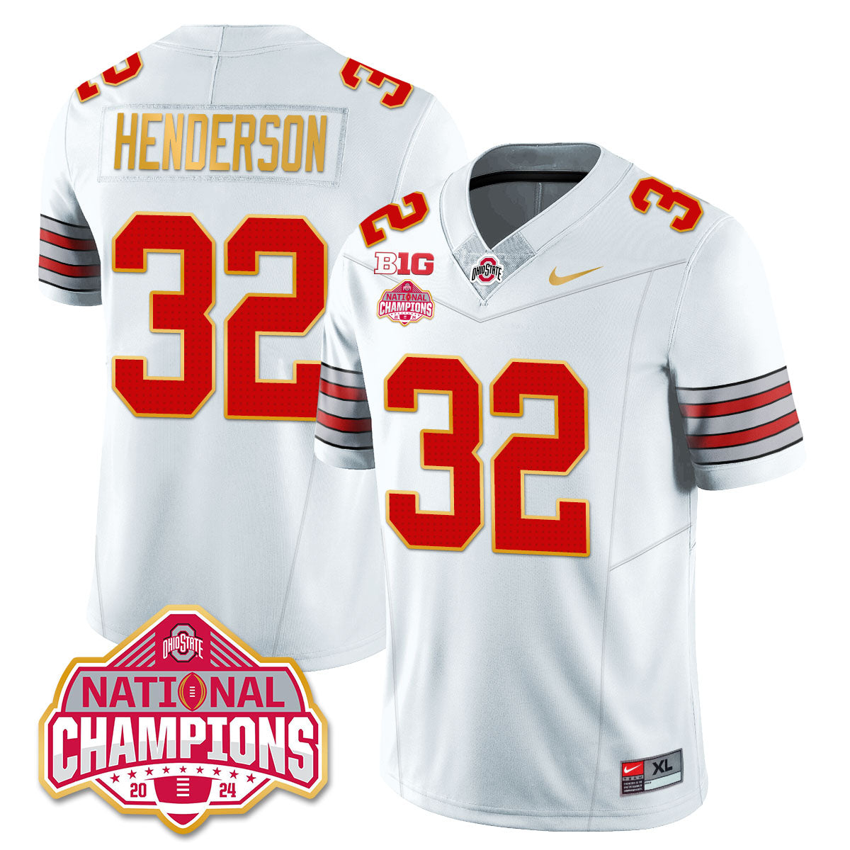 Ohio State Buckeyes 'Heritage Stripe' 2025 CFP Patch - National Champions Jersey - All Stitched