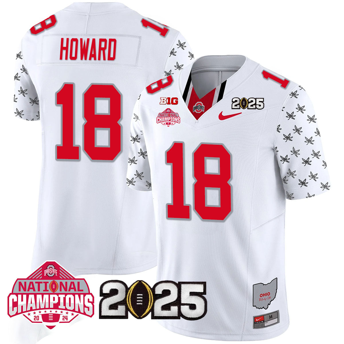 Ohio State Buckeyes 'Heritage Stripe' 2025 CFP Patch - National Champions Jersey - All Stitched