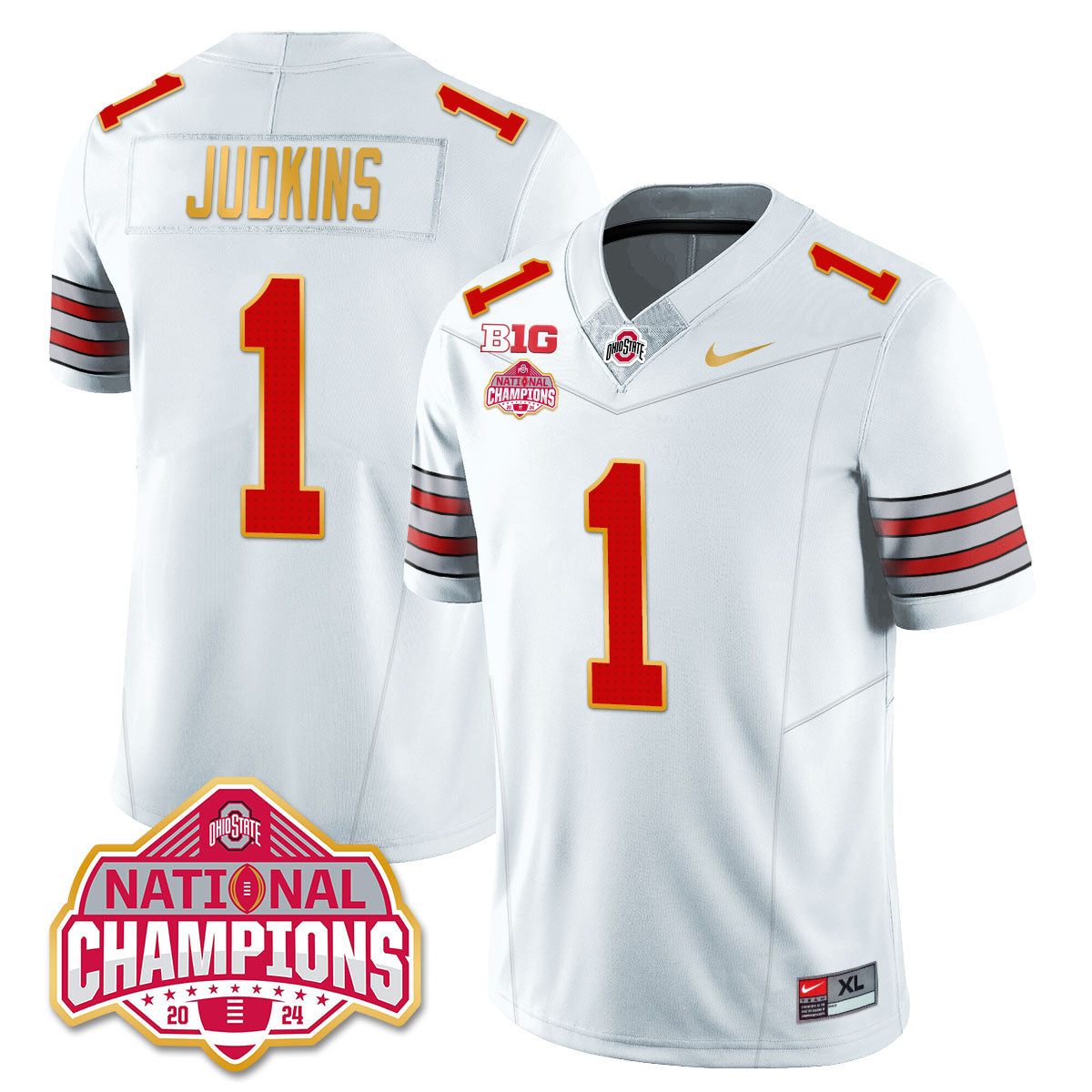 Ohio State Buckeyes 'Heritage Stripe' 2025 CFP Patch - National Champions Jersey - All Stitched