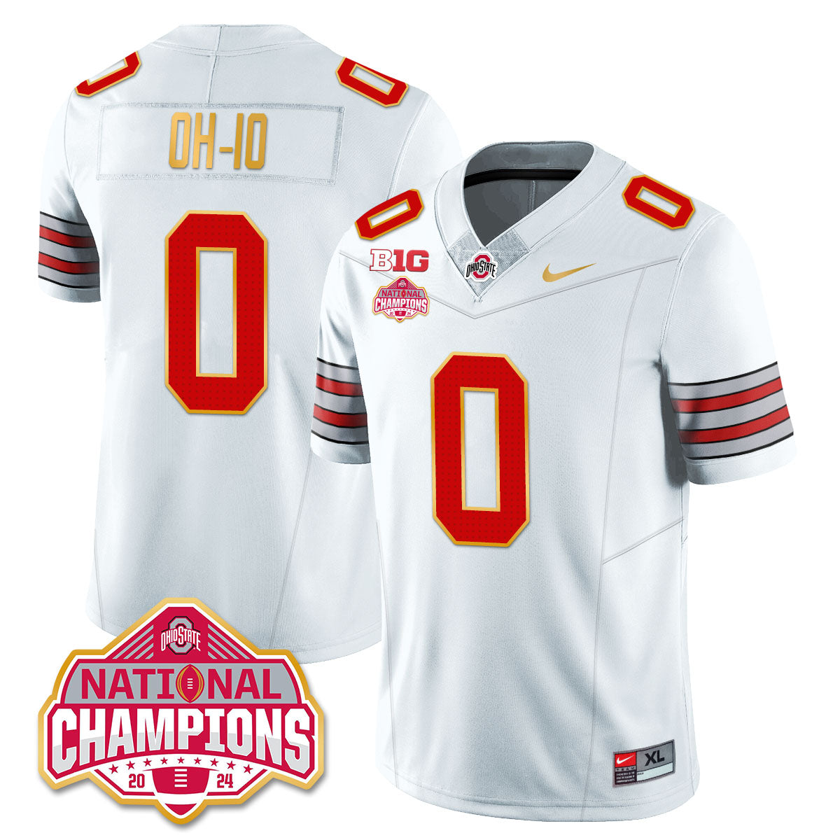 Ohio State Buckeyes 'Heritage Stripe' 2025 CFP Patch - National Champions Jersey - All Stitched