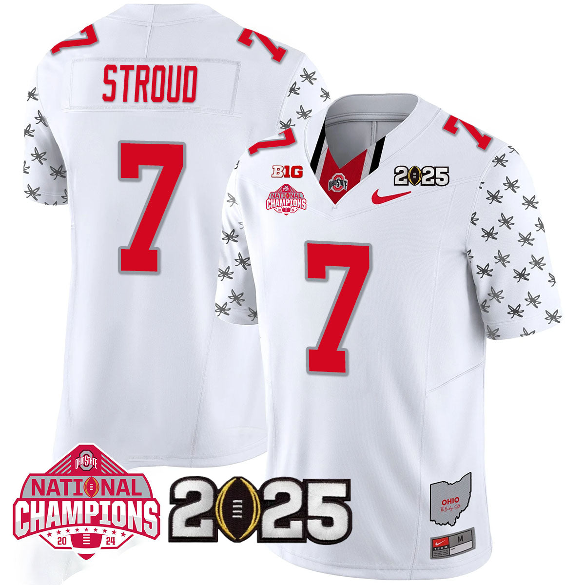 Ohio State Buckeyes 'Heritage Stripe' 2025 CFP Patch - National Champions Jersey - All Stitched