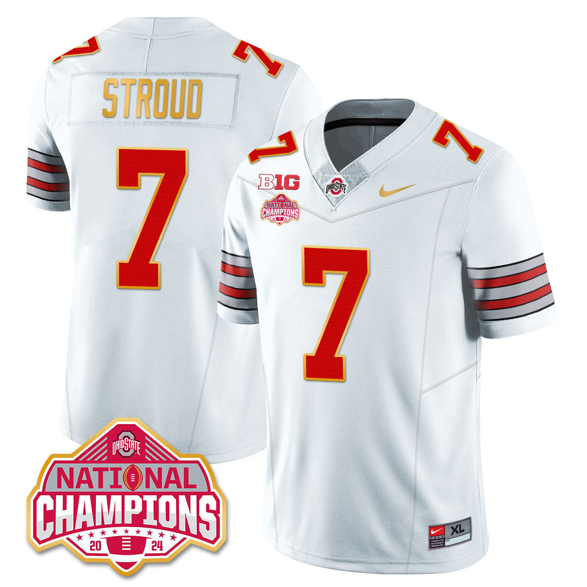 Ohio State Buckeyes 'Heritage Stripe' 2025 CFP Patch - National Champions Jersey - All Stitched