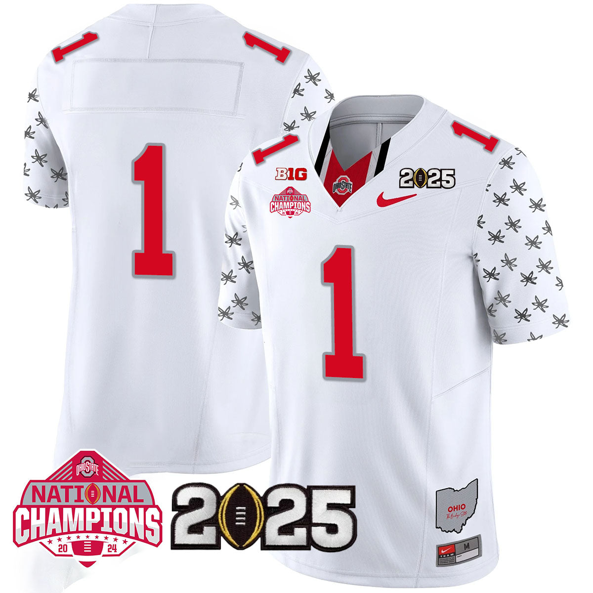 Ohio State Buckeyes 'Heritage Stripe' 2025 CFP Patch - National Champions Jersey - All Stitched