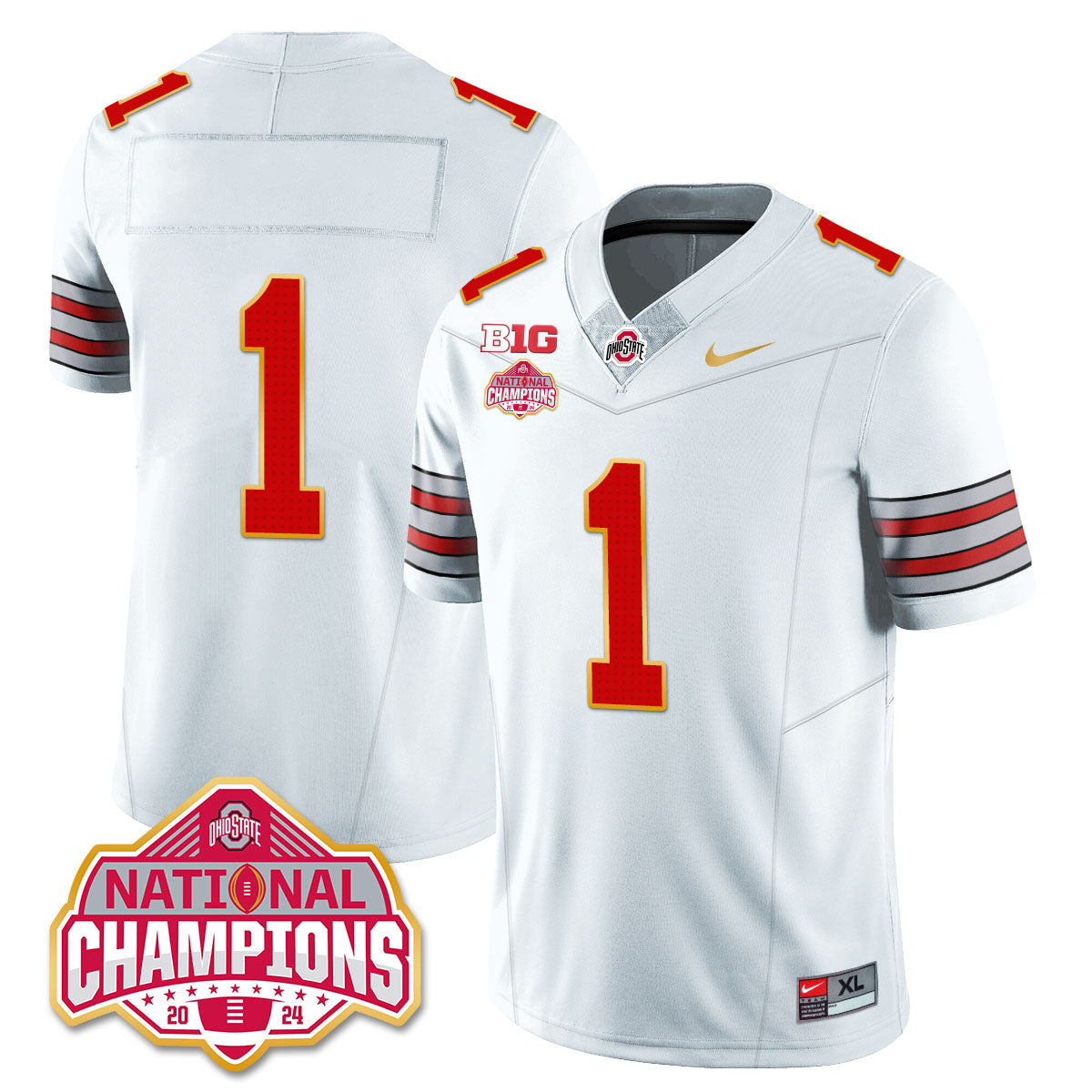 Ohio State Buckeyes 'Heritage Stripe' 2025 CFP Patch - National Champions Jersey - All Stitched