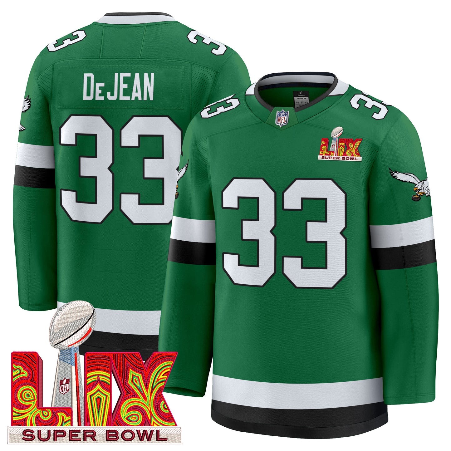 Eagles Kelly Green Hockey Premium Jersey V2 - All Stitched