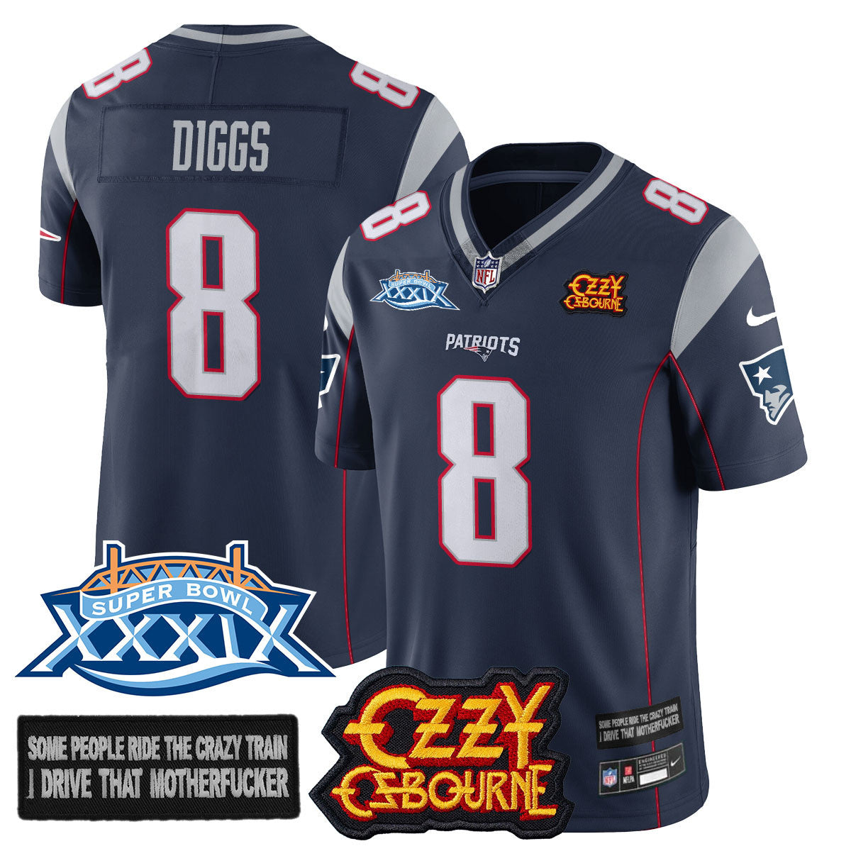 Men's New England Patriots Ozzy Osbourne Jersey - Memories Super Bowl XXXIX - All Stitched