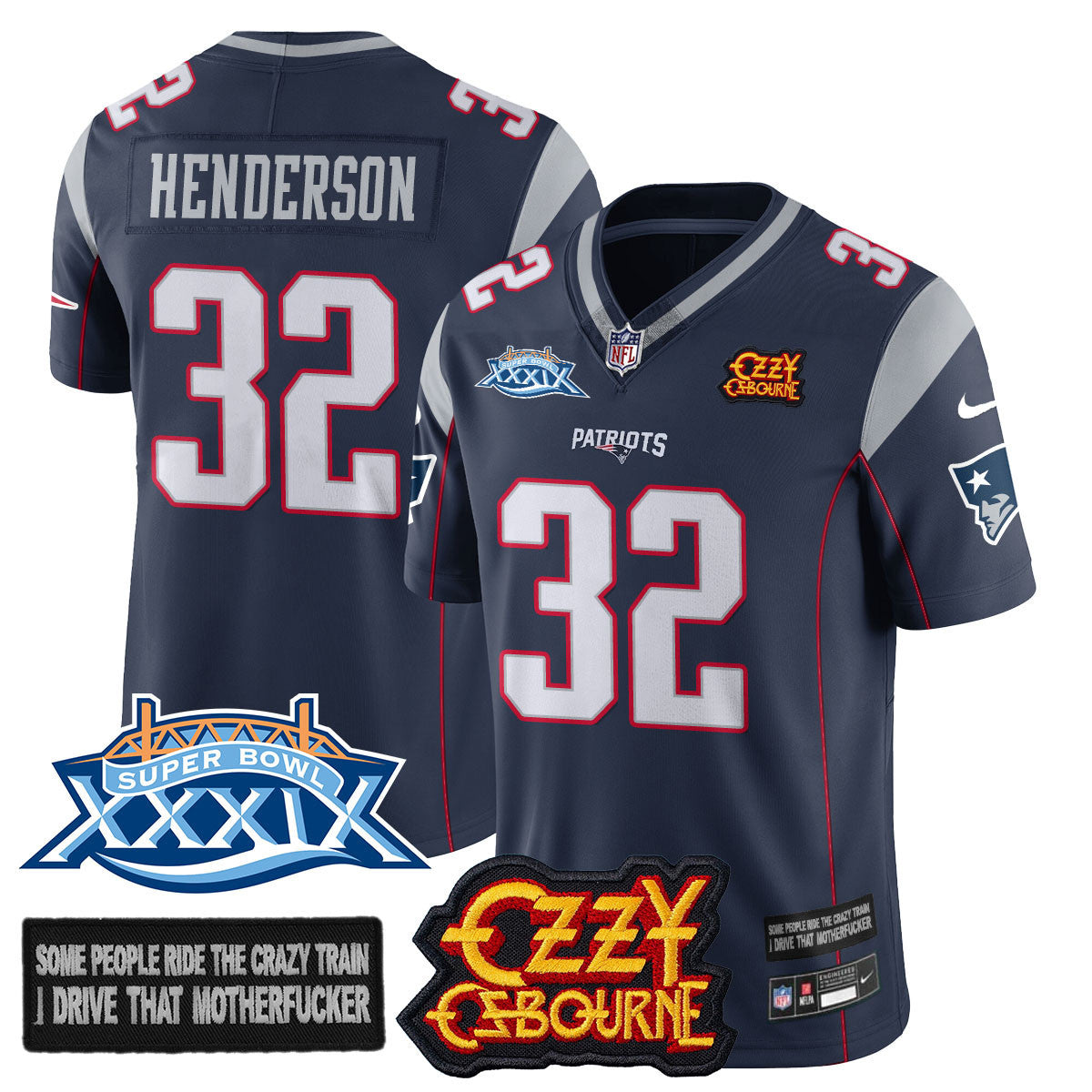 Men's New England Patriots Ozzy Osbourne Jersey - Memories Super Bowl XXXIX - All Stitched