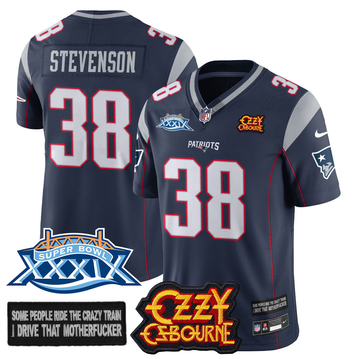 Men's New England Patriots Ozzy Osbourne Jersey - Memories Super Bowl XXXIX - All Stitched