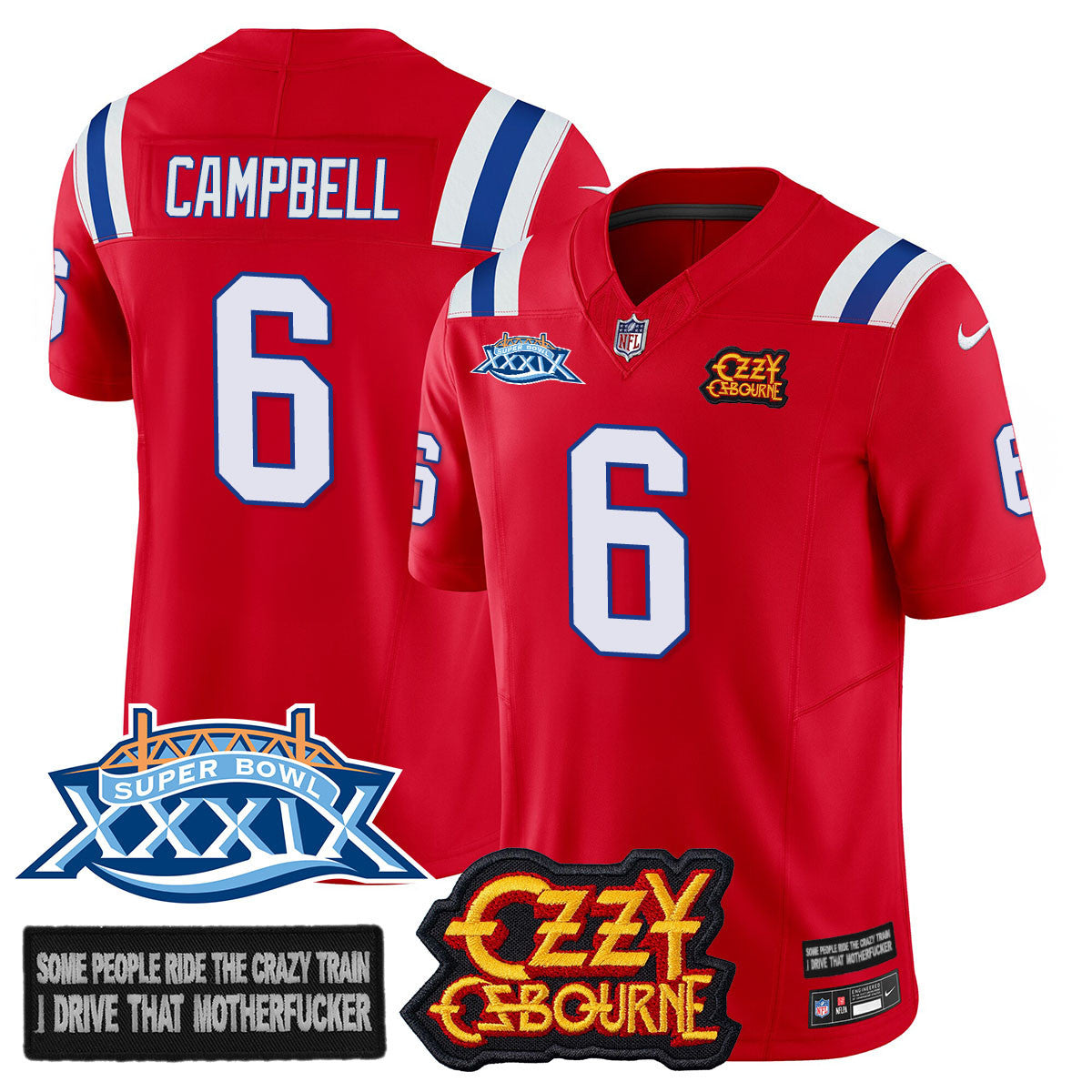 Men's New England Patriots Ozzy Osbourne Jersey - Memories Super Bowl XXXIX - All Stitched