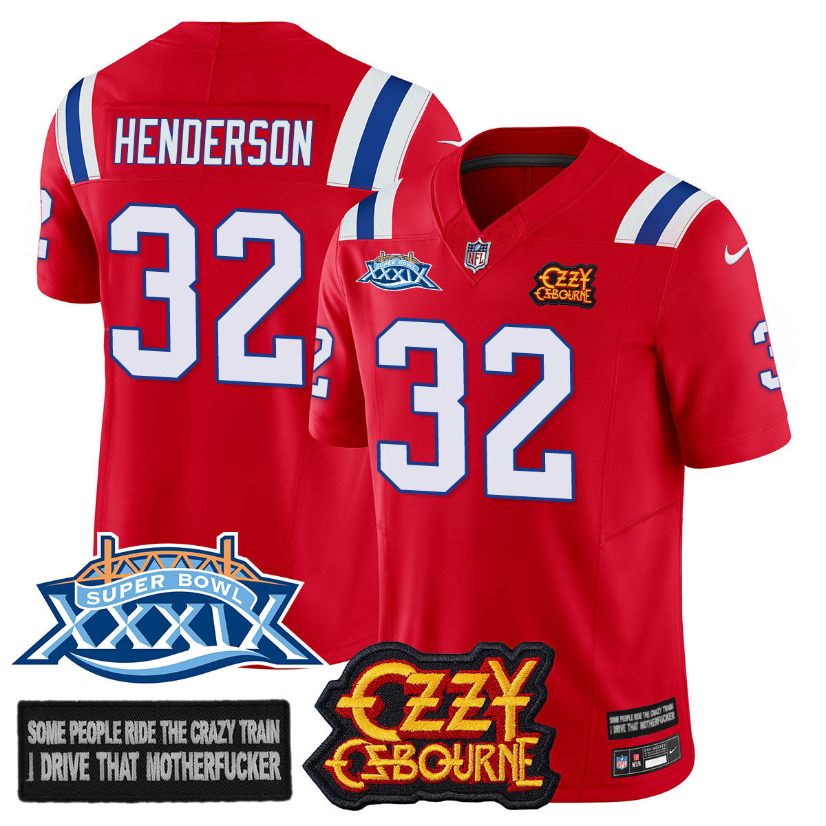 Men's New England Patriots Ozzy Osbourne Jersey - Memories Super Bowl XXXIX - All Stitched