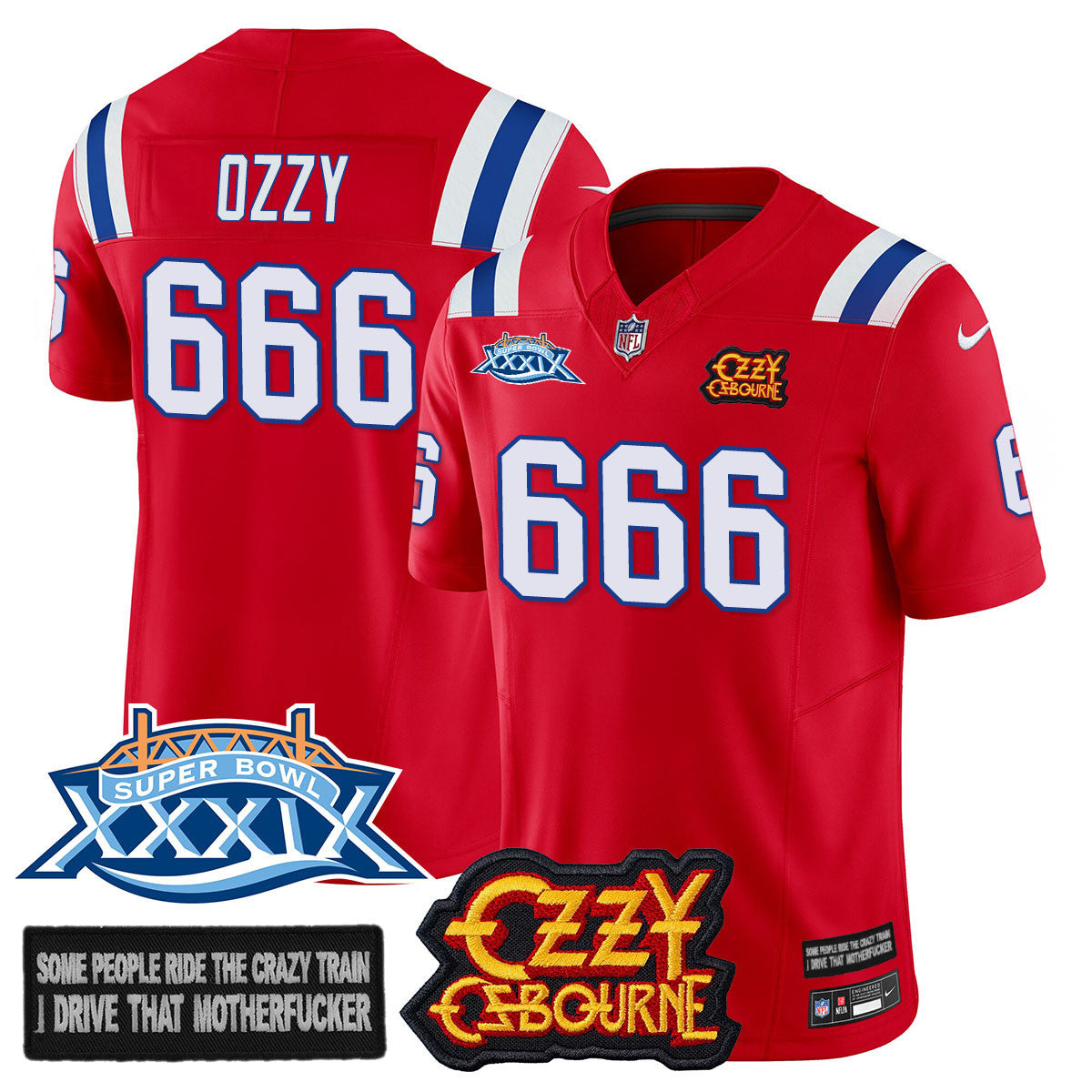 Men's New England Patriots Ozzy Osbourne Jersey - Memories Super Bowl XXXIX - All Stitched