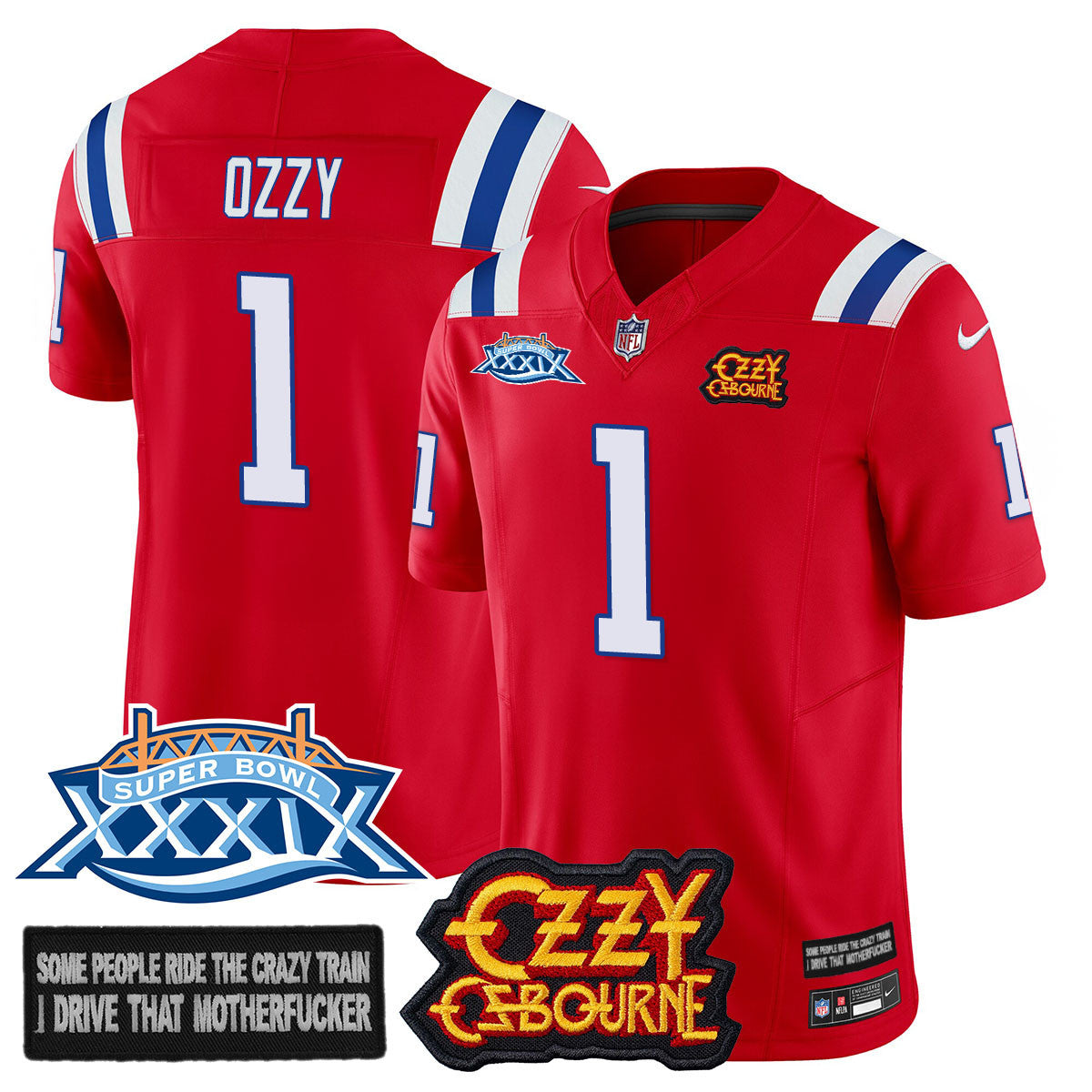 Men's New England Patriots Ozzy Osbourne Jersey - Memories Super Bowl XXXIX - All Stitched