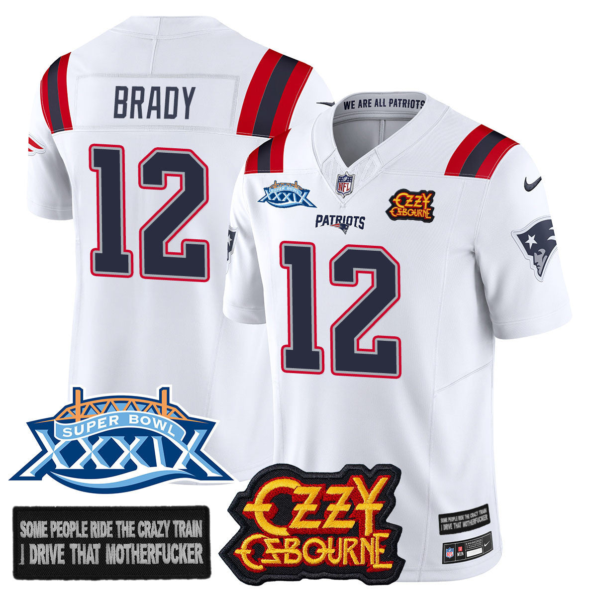 Men's New England Patriots Ozzy Osbourne Jersey - Memories Super Bowl XXXIX - All Stitched