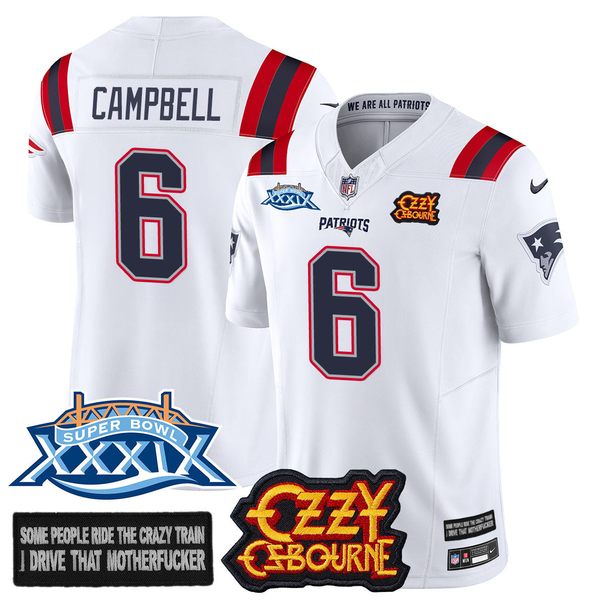 Men's New England Patriots Ozzy Osbourne Jersey - Memories Super Bowl XXXIX - All Stitched