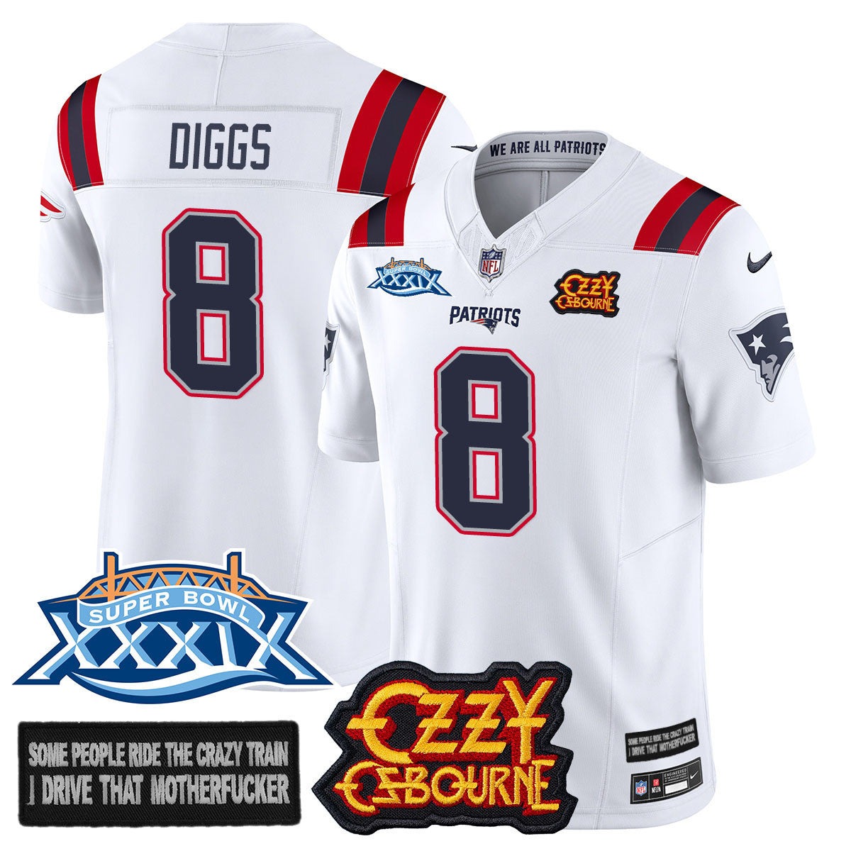 Men's New England Patriots Ozzy Osbourne Jersey - Memories Super Bowl XXXIX - All Stitched