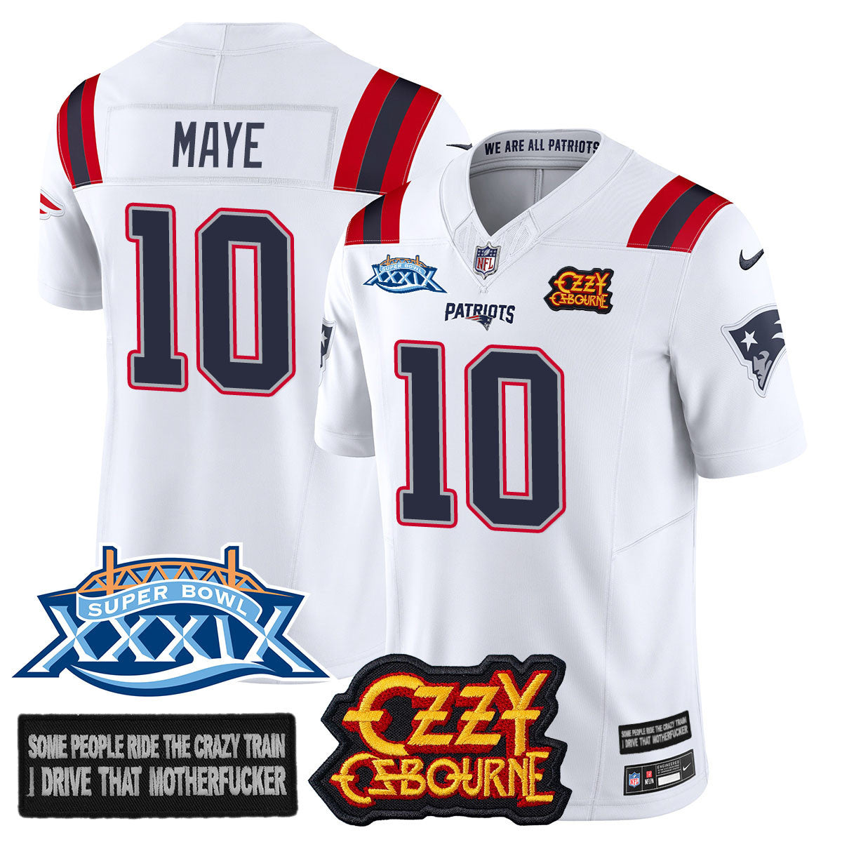 Men's New England Patriots Ozzy Osbourne Jersey - Memories Super Bowl XXXIX - All Stitched