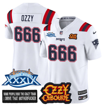 New England Patriots Ozzy Osbourne Jersey - Memories Super Bowl XXXIX - All Stitched