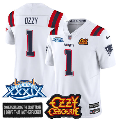 New England Patriots Ozzy Osbourne Jersey - Memories Super Bowl XXXIX - All Stitched