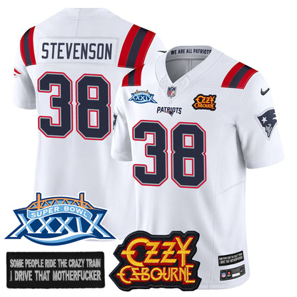 New England Patriots Ozzy Osbourne Jersey - Memories Super Bowl XXXIX - All Stitched