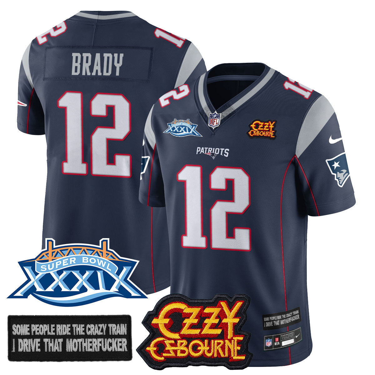 Men's New England Patriots Ozzy Osbourne Jersey - Memories Super Bowl XXXIX - All Stitched