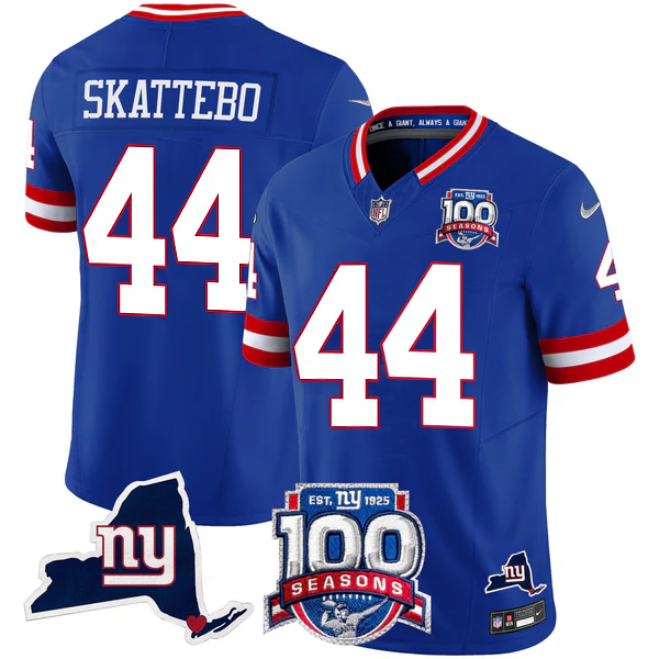 New York Giants 100th Season & State Patch Vapor Limited Jersey - All Stitched