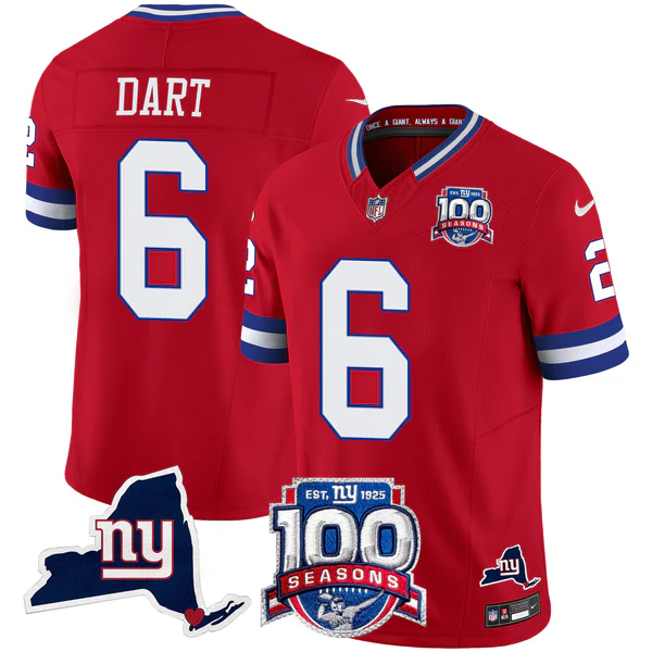 New York Giants 100th Season & State Patch Vapor Limited Jersey - All Stitched