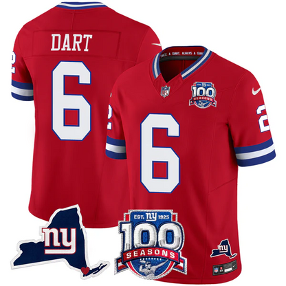 New York Giants 100th Season & State Patch Vapor Limited Jersey - All Stitched